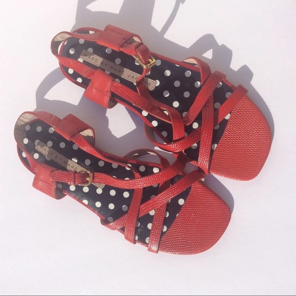 MARC by MARC JACOBS Red leather Sandals shoes 36 6 - Picture 2 of 5